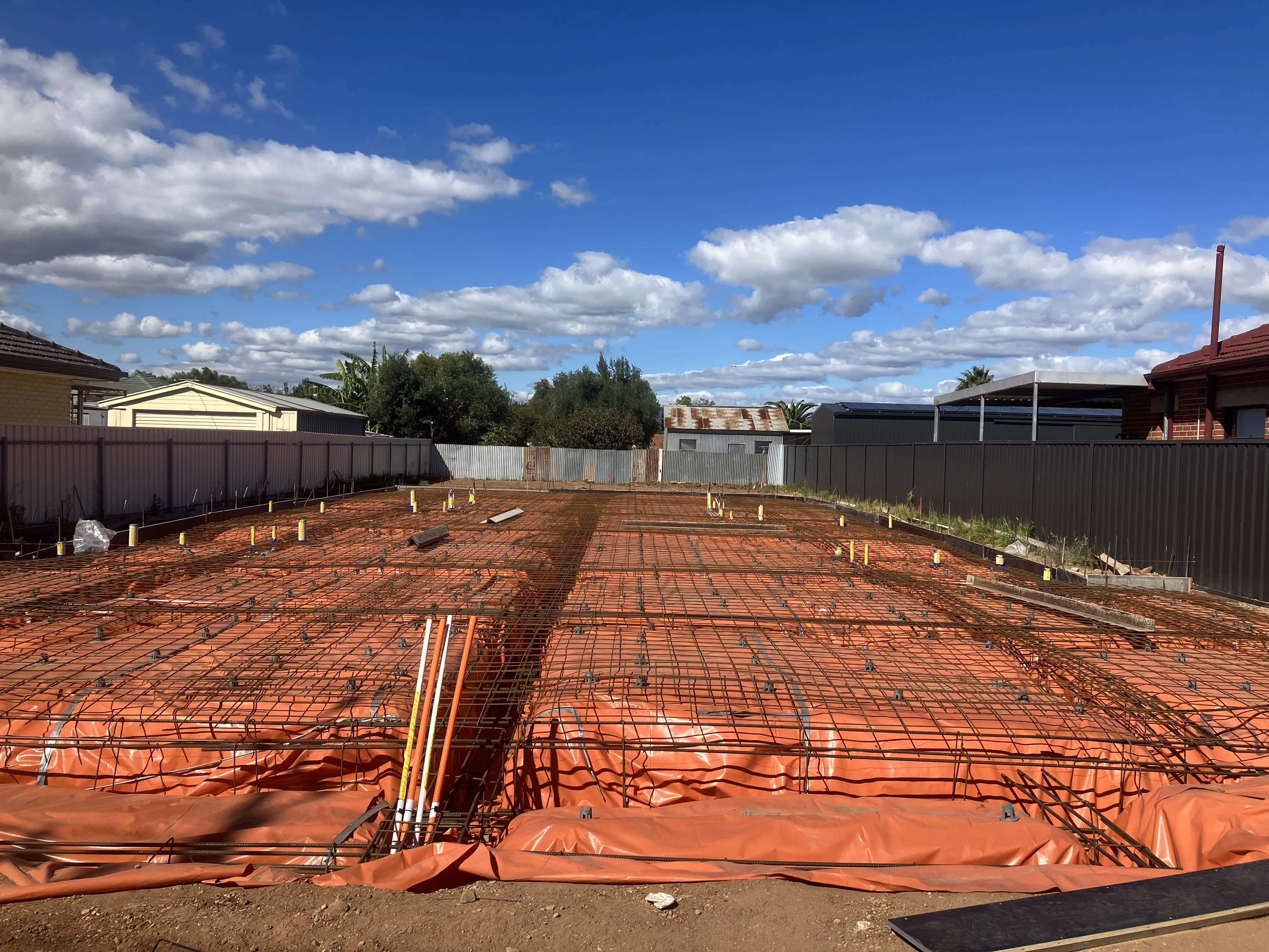 Foundation mesh before concrete is poured