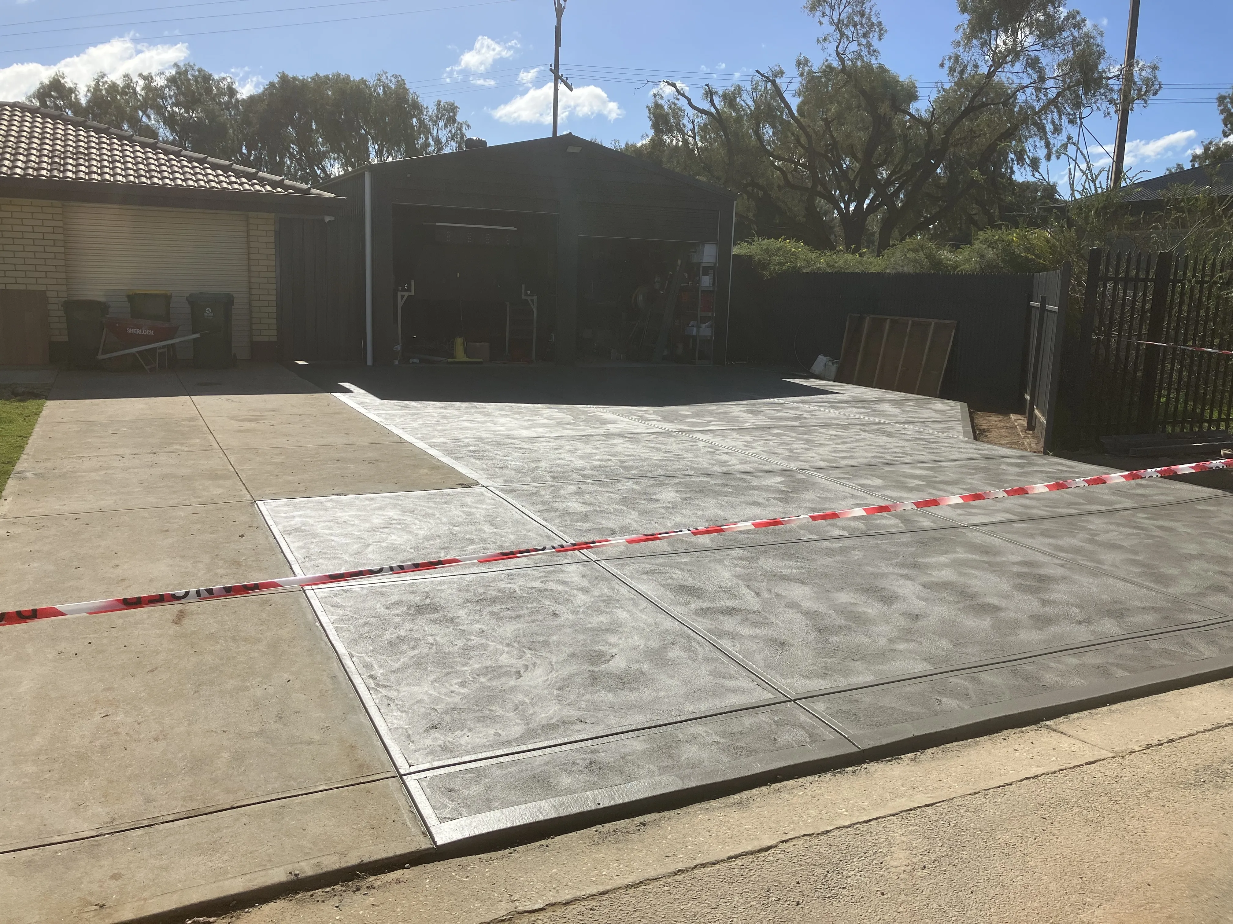 Plain concrete driveway