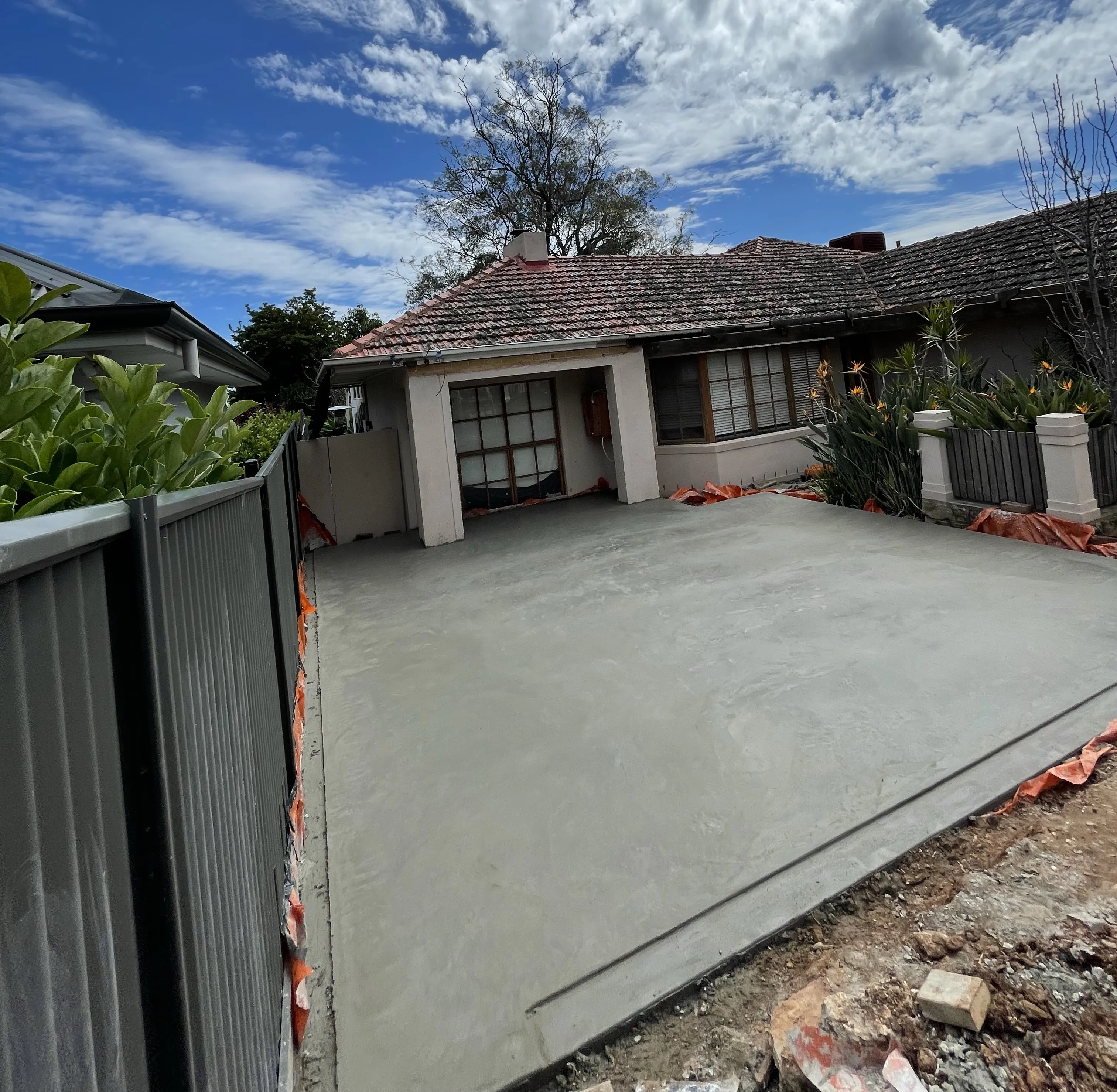 Plain concrete driveway